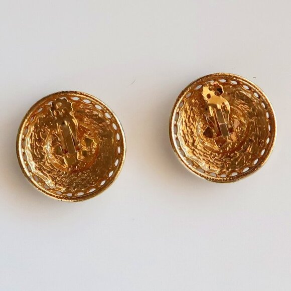 Bundle 3 Pairs Vintage Gold Silver Dangle Stud Clip-on Amber Coin Earrings S M L - Picture 8 of 12